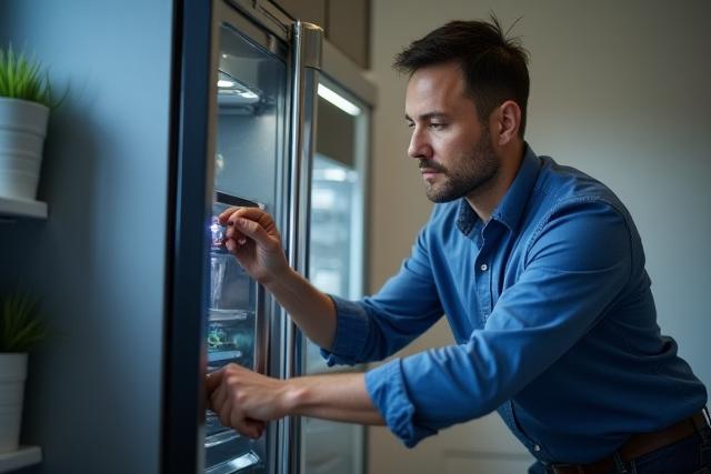 Tekniker som reparerer en hvitevare